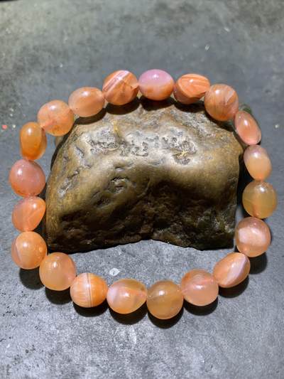 川料樱桃红南红玛瑙随形糖豆单圈手串一条， - 川料樱桃红南红玛瑙随形糖豆单圈手串一条，