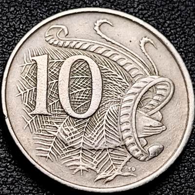 泉币菌-第212场-拍品多 请提前出价（工作最近较忙 发货不及时，望理解） -  英属 澳大利亚1966年10分铜镍币 琴鸟 伊丽莎白二世女王 铜镍币 23.6mm