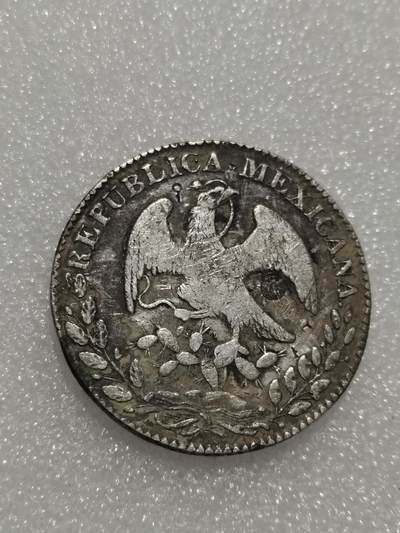 天下钱庄专场欢迎参拍 - 1869墨西哥鹰洋，有戳