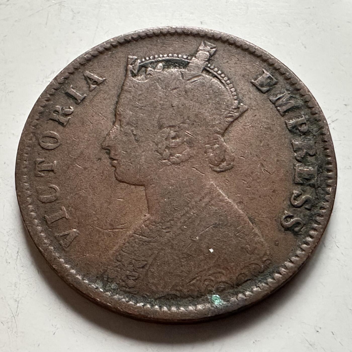 🌹外币初藏🌹🐯2026年第30场   每周二四六晚8️⃣点 接代拍  英属印度1883年维多利亚女皇1/4安娜铜币