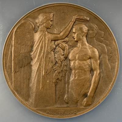 掌中浮雕-藏着的欧洲第055场 - NGC MS63 : 1924年法国巴黎第八届奥运会官方纪念章 ，55mm； Nicolas Maier法国优秀雕刻家作品书#287号