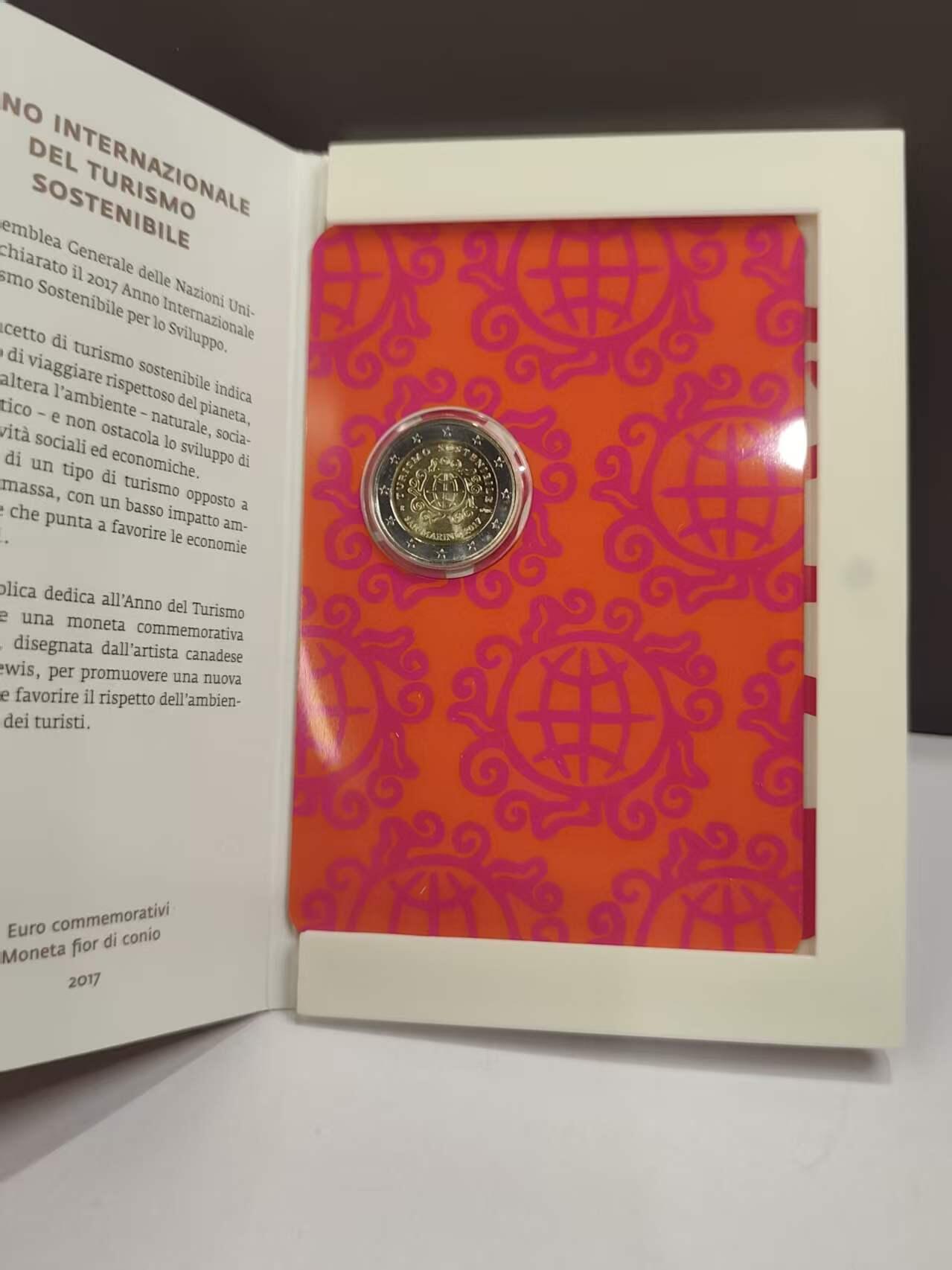 G&W世界散币，银币处理专场（第46场） 圣马力诺2017年2欧元  可持续旅游 发展经济的同时 保护自然环境和文化遗产纪念