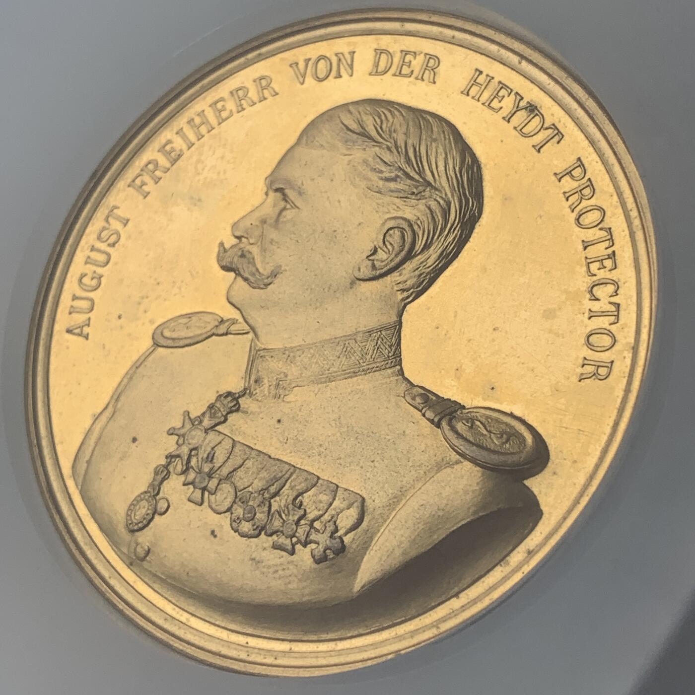 掌中浮雕-藏着的欧洲第055场 NGC MS63 : 1898年德国埃尔伯费尔德食品博览会镀金大铜章， 50mm 