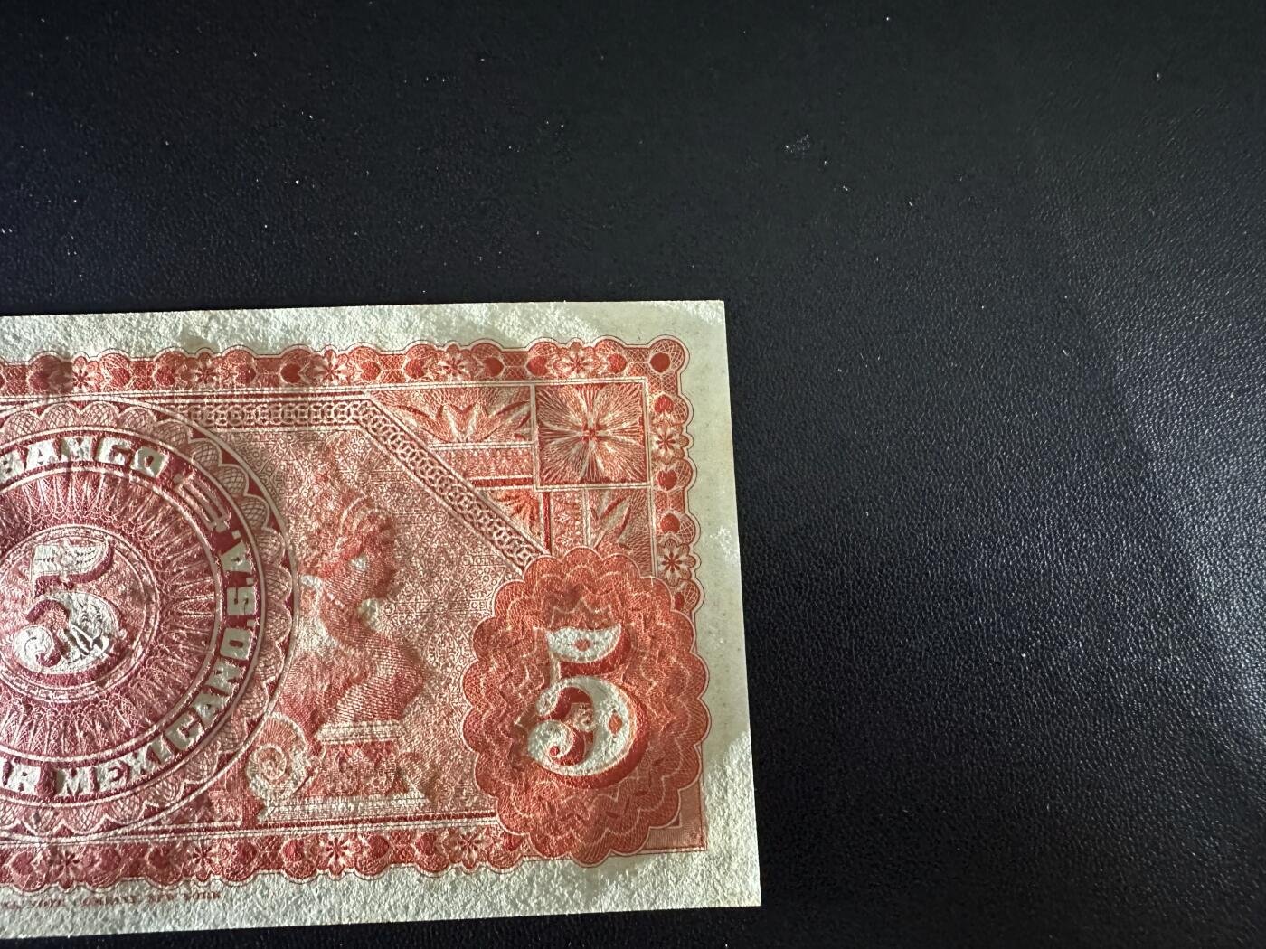 《外钞收藏家》第六百一十九期（精品场）（长期征集拍品、欢迎藏友们联系合作） 1914年墨西哥5比索 UNC-