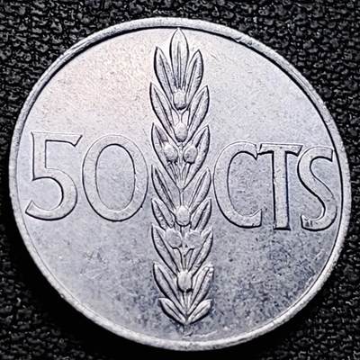 泉币菌-第212场-拍品多 请提前出价（工作最近较忙 发货不及时，望理解） - 弗朗西斯科佛朗哥 西班牙1966年50分铝制币 20毫米 