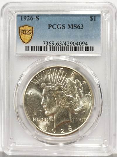 博洋堂世界钱币拍卖第165期（全场包邮） - PCGS MS63 美国1926 S 和平 稀有年份版别的和平银元 中国市场少见 转光犀利 打制精细 值得收藏