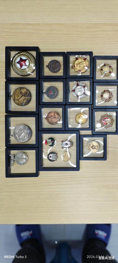 朝鲜徽章一组，18枚 - 朝鲜徽章一组，18枚