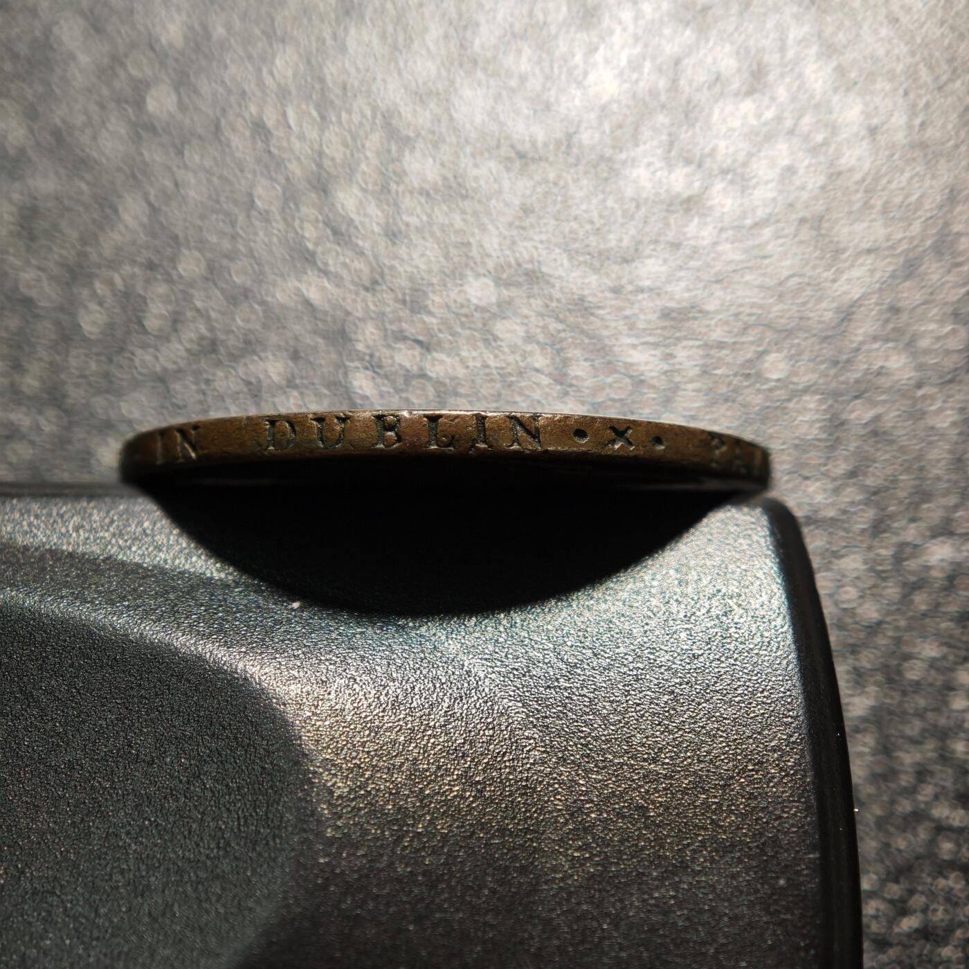 【德藏】世界币章拍卖第168期（拍品征集中~欢迎藏友联系） 1789年 爱尔兰半便士矿业代用币铜币 直径约：28.4mm；重约：12.4g