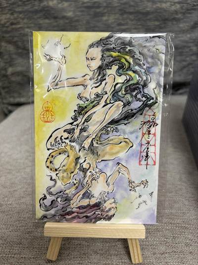 喜灰玩卡拍卖第五期，接拍品0佣金，欢迎送拍，释放现金流，让自己有资金可以购买更多喜欢的卡牌，让别的卡友能淘到更多心仪的卡牌 - 启读 沈鑫老师 手绘原稿  10cmx15cm