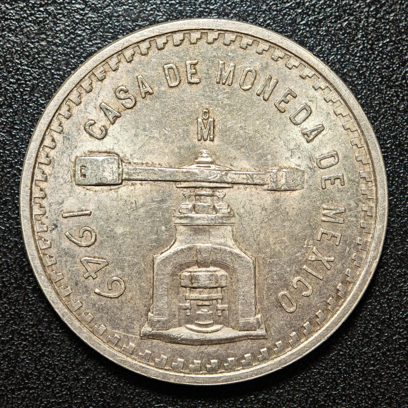 【德藏】世界币章拍卖第168期（拍品征集中~欢迎藏友联系） 老藏家集藏系列之- 1949年 墨西哥大银币 925银 直径约：39.8mm；重约：33.7g 入册20余年·附有当年购入价