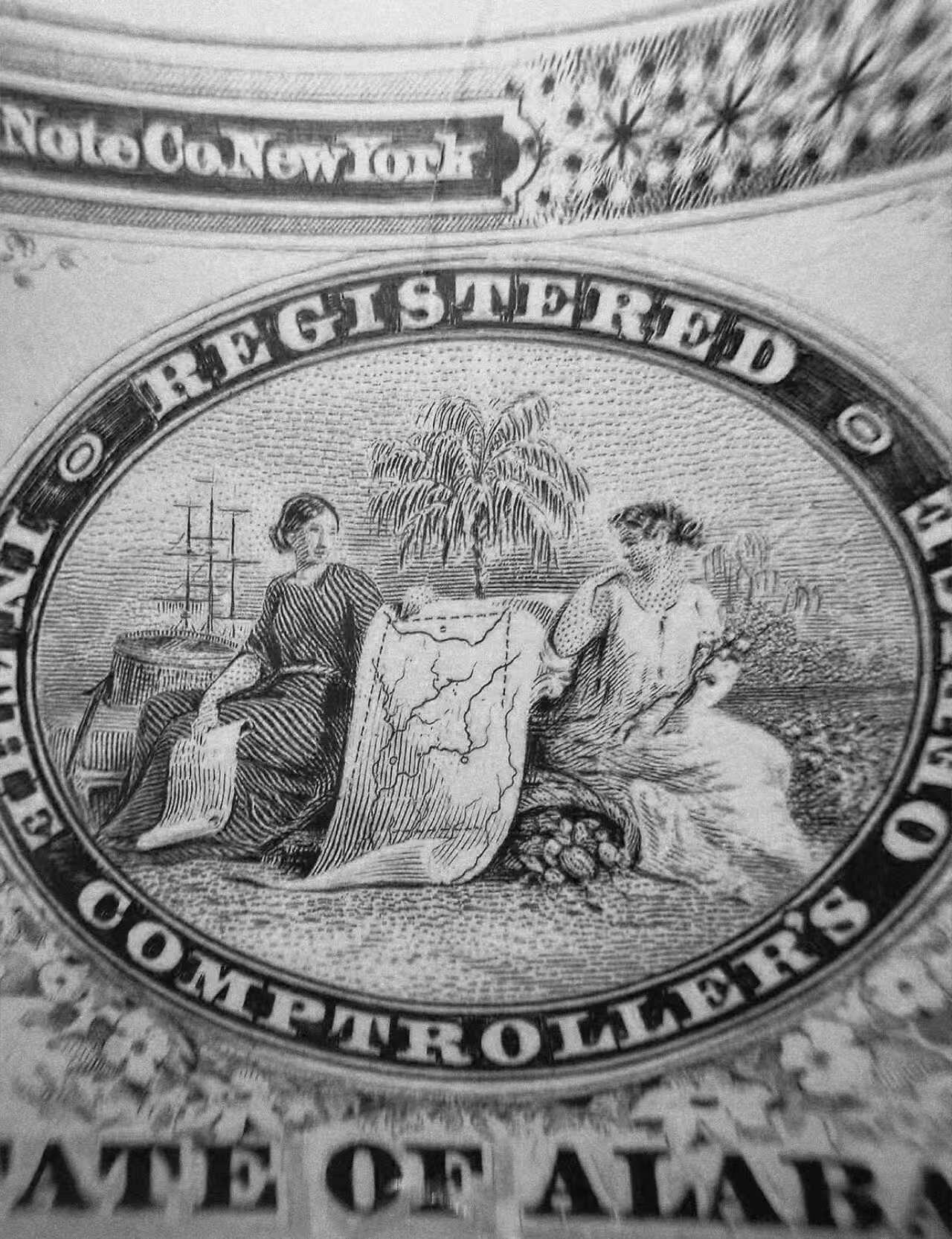 《外钞收藏家》第六百一十九期（精品场）（长期征集拍品、欢迎藏友们联系合作） 1981年 美国钞票公司(ABNC)印制 50美元雕刻版票样纪念卡 原版纸币1859年间由美国亚拉巴马州塞尔玛银行(Bank of Selma)发行流通 该雕刻版票样纪念卡为百年原钞凹版母版印制并以极小规模限量发行 票面肖像为美利坚联盟国(CSA)唯一总统杰斐逊·戴维斯 美钞公司唯一采用该肖像的官方纸币 背面为美钞公司总裁认证签名 乃高价原版老纸币收藏欣赏之平替