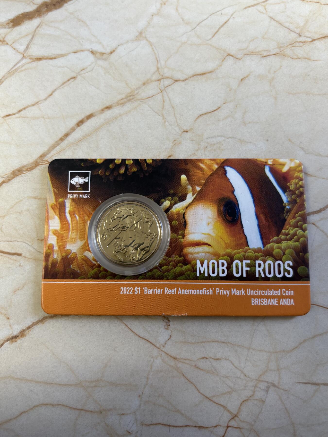 第194期拍卖 卡装澳大利亚2022年布里斯班钱币展袋鼠私印海葵鱼铜币