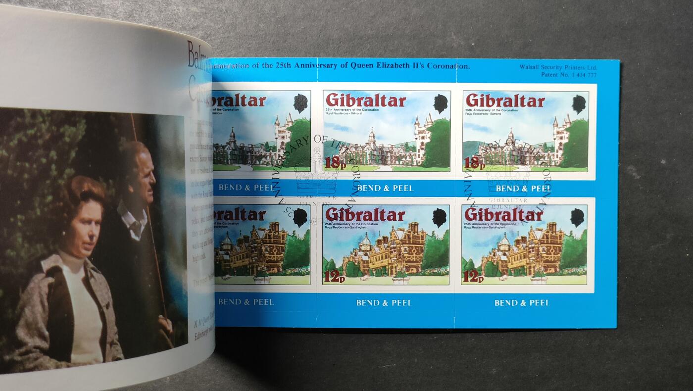 ↓君缘收藏764期☞钱币邮品↓无佣金、可寄存、满30元包邮  英属直布罗陀邮票，1978年伊丽莎白二世女王加冕25周年:王室城堡邮票小本票