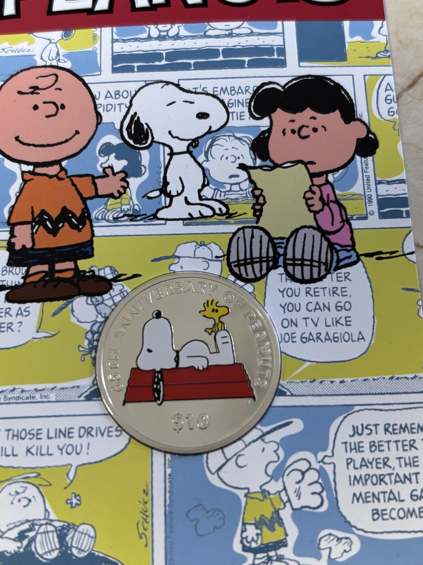 第194期拍卖 英属维尔京群岛2015年史努比65周年彩色纪念银币，925银，28.28克，发行10000枚