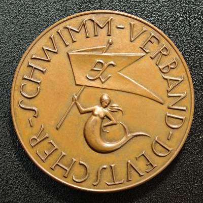 【德藏】世界币章拍卖第168期（拍品征集中~欢迎藏友联系） - 1928年 德国游泳协会奖章纪念铜章 直径约：39mm；重约：32.4g