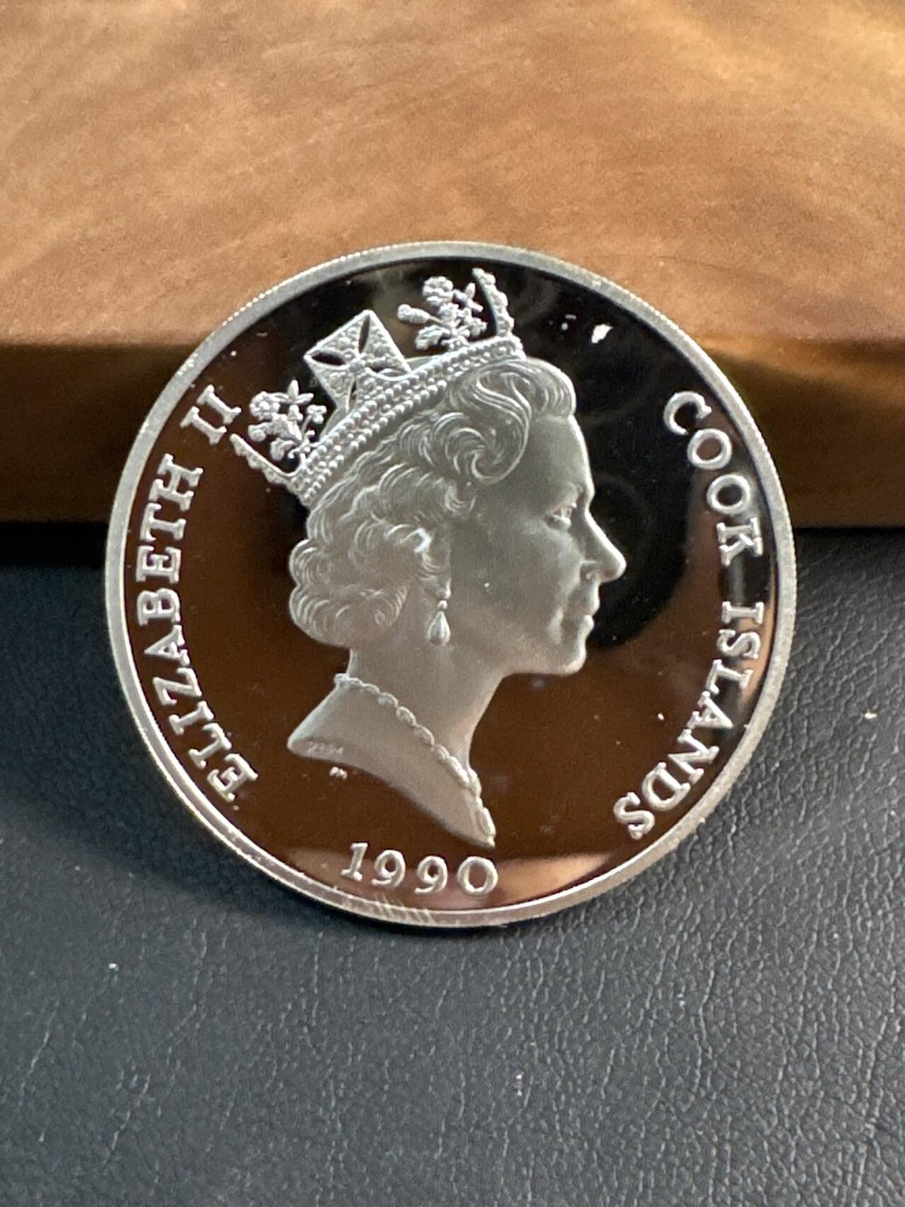 ❤️【币观天下】❤️ 第345期钱币拍卖场- 2026.3.20周五晚上6点半场 长期征集拍品  1990库克群岛 50 Dollars 苍羚银币