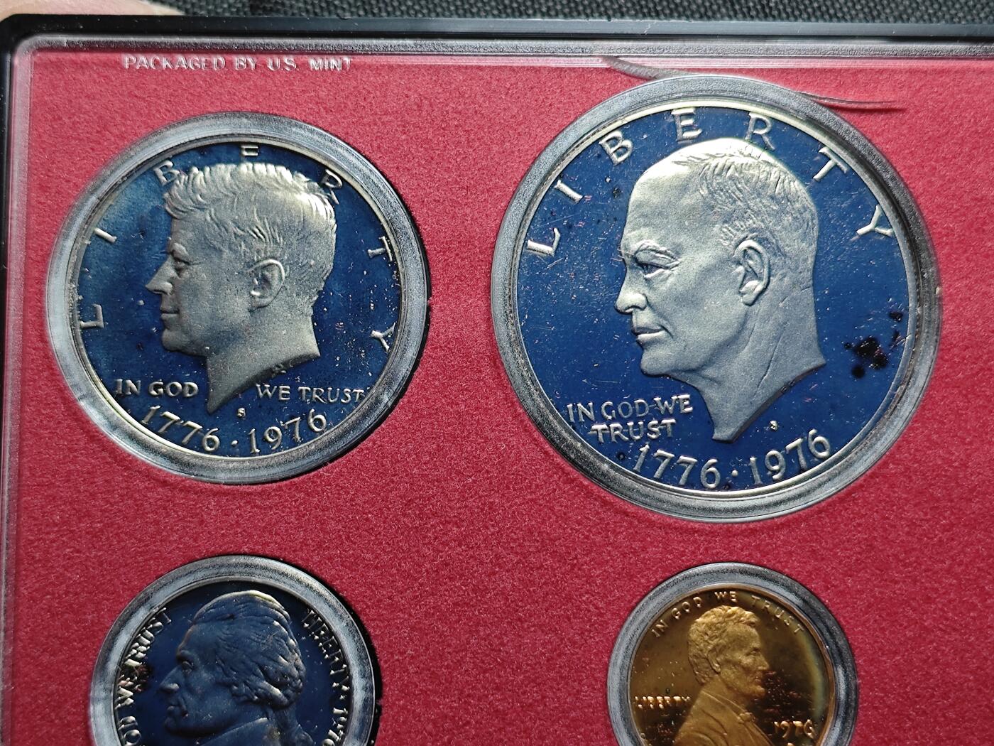 KK钱币收藏小铺   套币专场 2月预留时间 周末发货  1976美国建国200周年大小面值精制套币 含艾克大一元精制