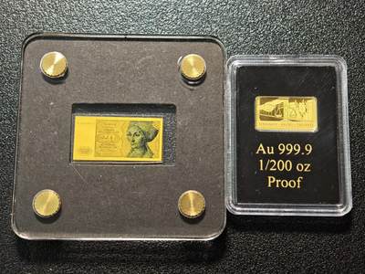 【德藏】世界币章拍卖第168期（拍品征集中~欢迎藏友联系） - 20德国马克微型金钞 1/500盎司 999金 及 1/200盎司德国格言金章 999金