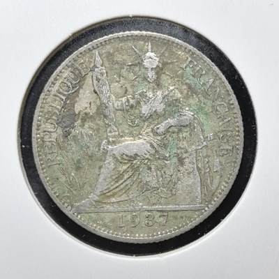 外国优质老铜币银币苏联纪念章，每周六晚九点倒数截拍，满百包邮可寄存，持续收拍 - 法属印度支那1937年20分银币。正面为坐像自由女神，背面标注面值与银质规格，是法国殖民东南亚时期的流通货币，见证殖民贸易史。