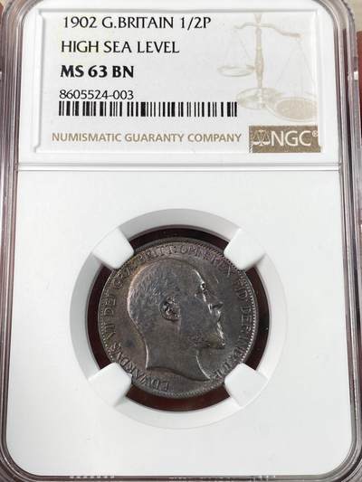 万国钱币拍卖第063期 - NGC MS63 1902年英国爱德华七世1/2半便士铜币 原铜光收藏级