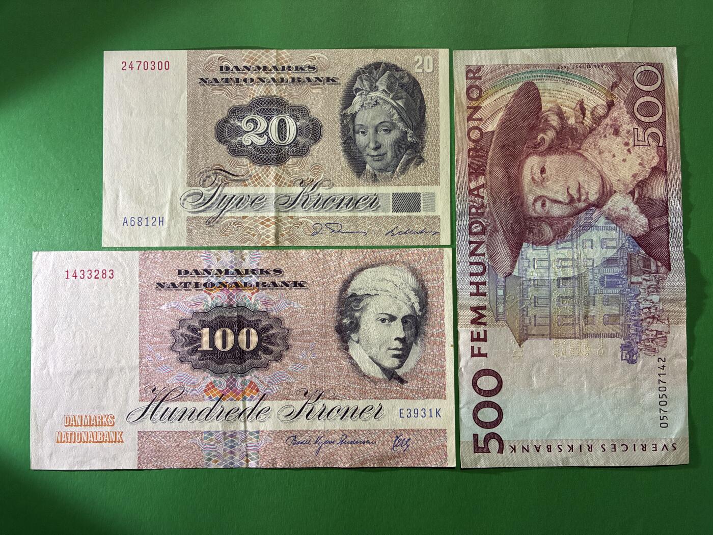 咖啡豆•收藏 2026年Mar_24th世界各国纸币拍卖 8枚 欧洲地区 瑞典/丹麦/挪威/奥地利/捷克/西班牙 XF-AU 外国纸币