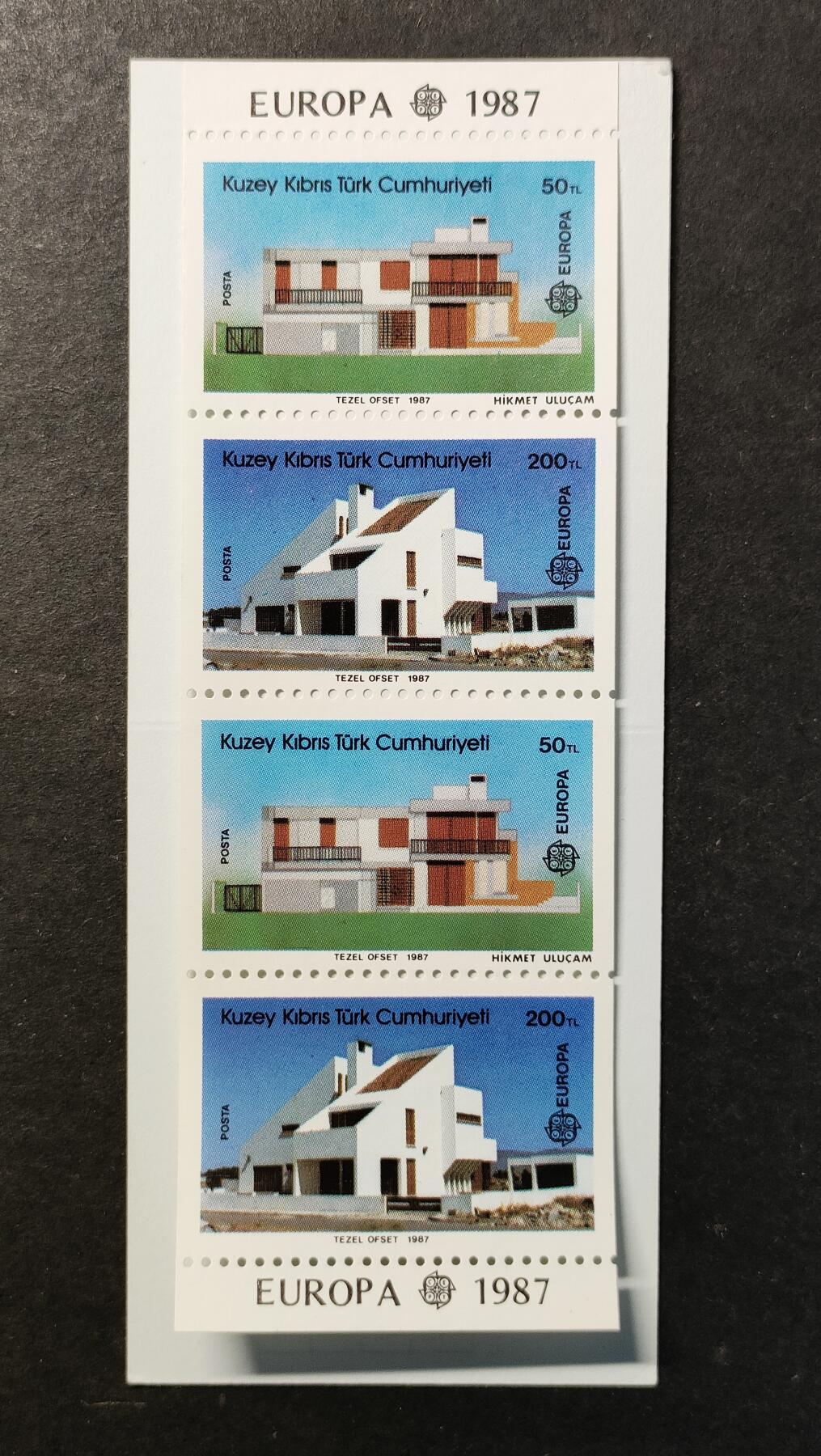 ↓君缘收藏764期☞钱币邮品↓无佣金、可寄存、满30元包邮  土属塞浦路斯邮票，1987年欧罗巴现代建筑邮票小本票