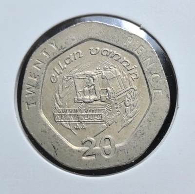 外国优质老铜币银币苏联纪念章，每周六晚九点倒数截拍，满百包邮可寄存，持续收拍 - 马恩岛1993年农耕图20便士。正面为伊丽莎白二世头像，背面以马恩岛语 “ellan vannin” 搭配传统农业图案，是当地独特文化与英国属地身份的象征，兼具收藏与民俗纪念意义。