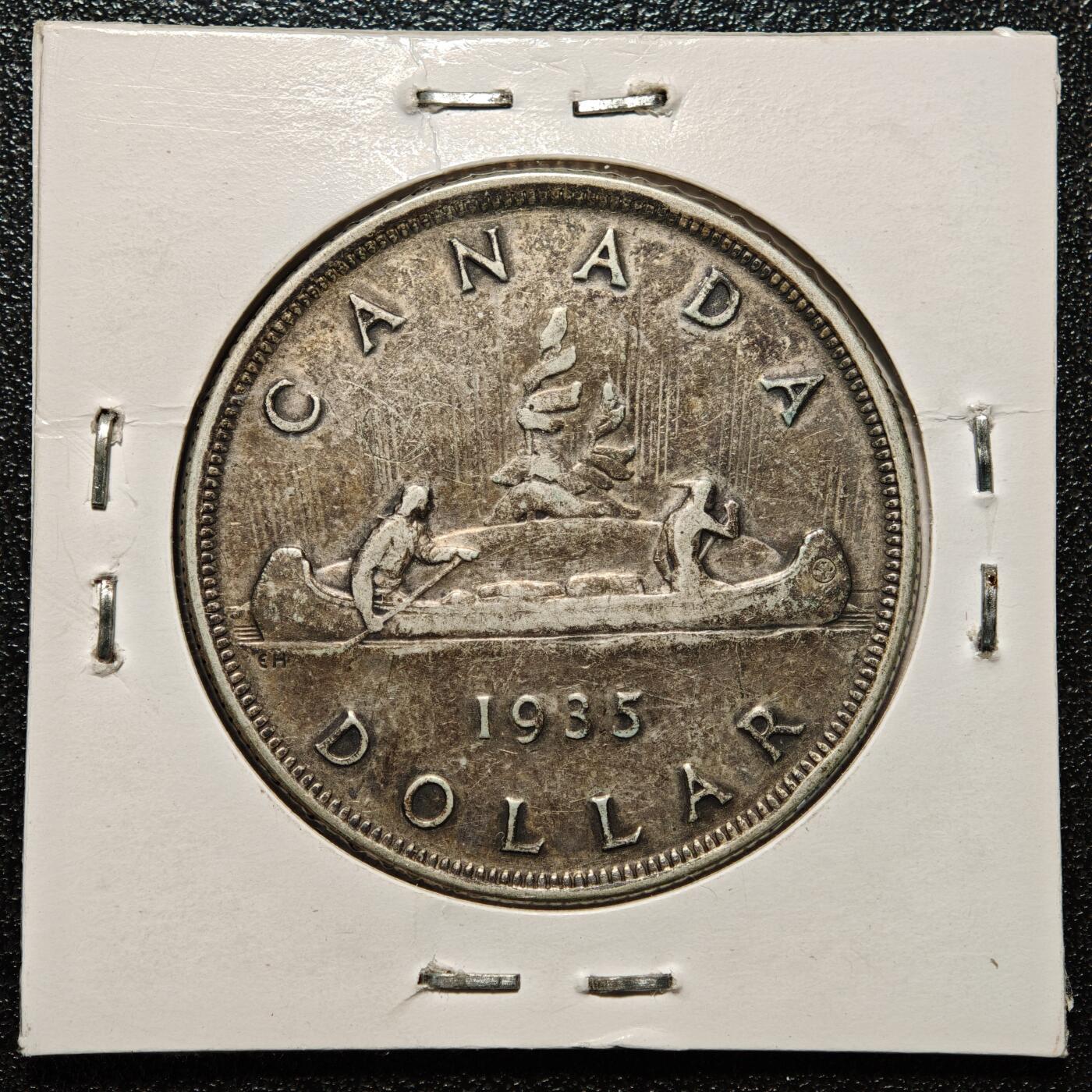 【德藏】世界币章拍卖第168期（拍品征集中~欢迎藏友联系） 老藏家集藏系列之- 1935年 加拿大1元银币 800银 直径约：36mm；重约：23.3g 入册20余年·附有当年购入价
