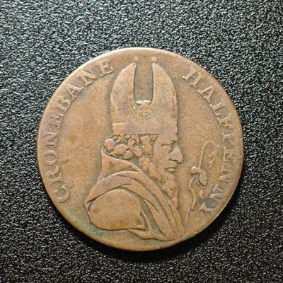 【德藏】世界币章拍卖第168期（拍品征集中~欢迎藏友联系） - 1789年 爱尔兰半便士矿业代用币铜币 直径约：28.4mm；重约：12.4g