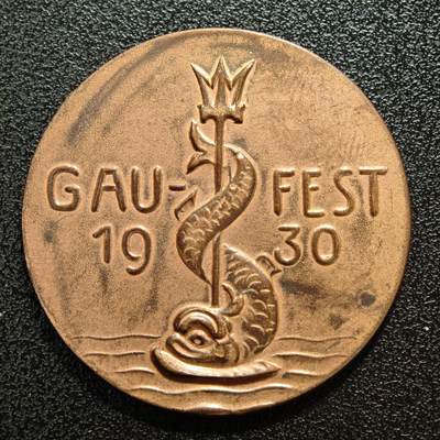 【德藏】世界币章拍卖第168期（拍品征集中~欢迎藏友联系） - 1930年 德国格明德体育俱乐部纪念铜章 直径约：36.8mm；重约：19.3g
