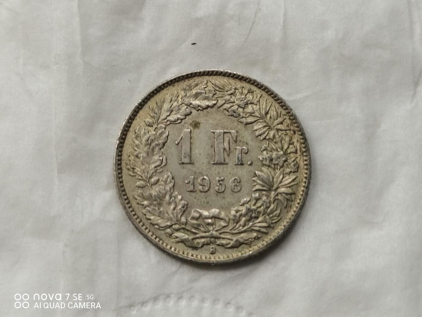 银币 1956年瑞士1法郎银币（5.1克）