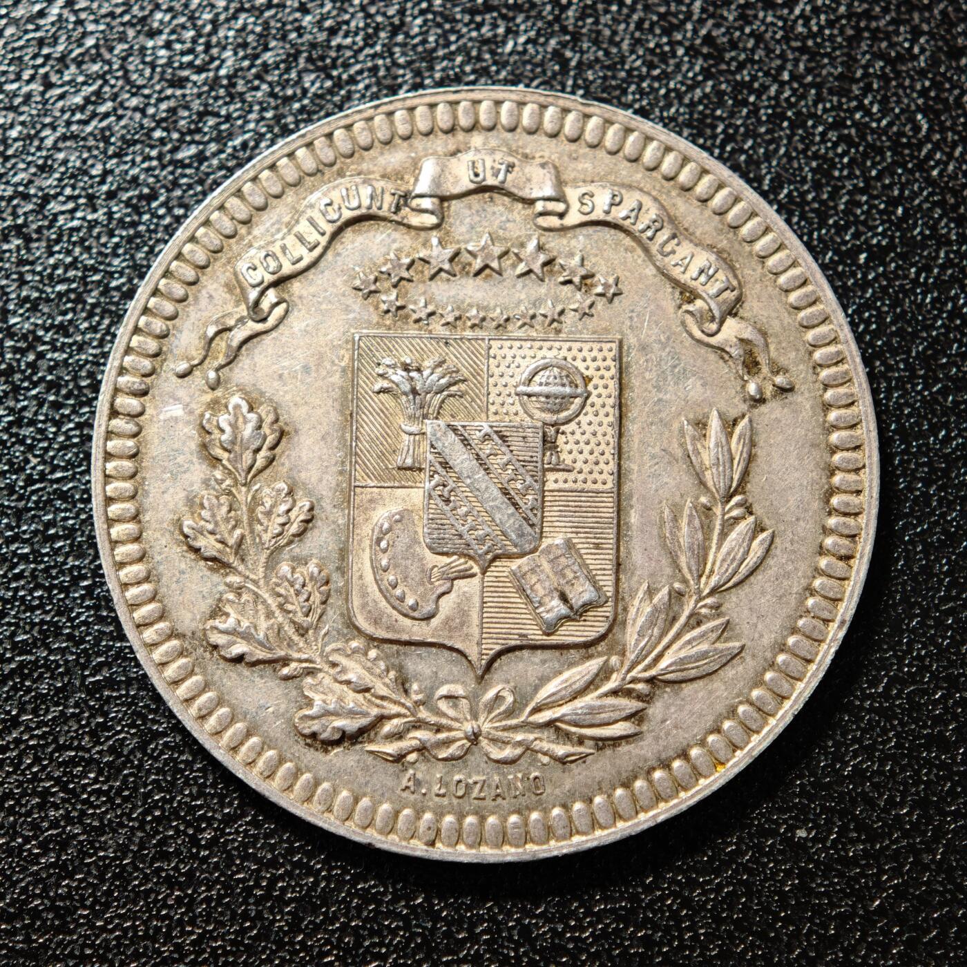 【德藏】世界币章拍卖第168期（拍品征集中~欢迎藏友联系） 19世纪 法国奥布学术协会代用币银章 蜜蜂边铭 直径约：30.6mm；重约：12.6g