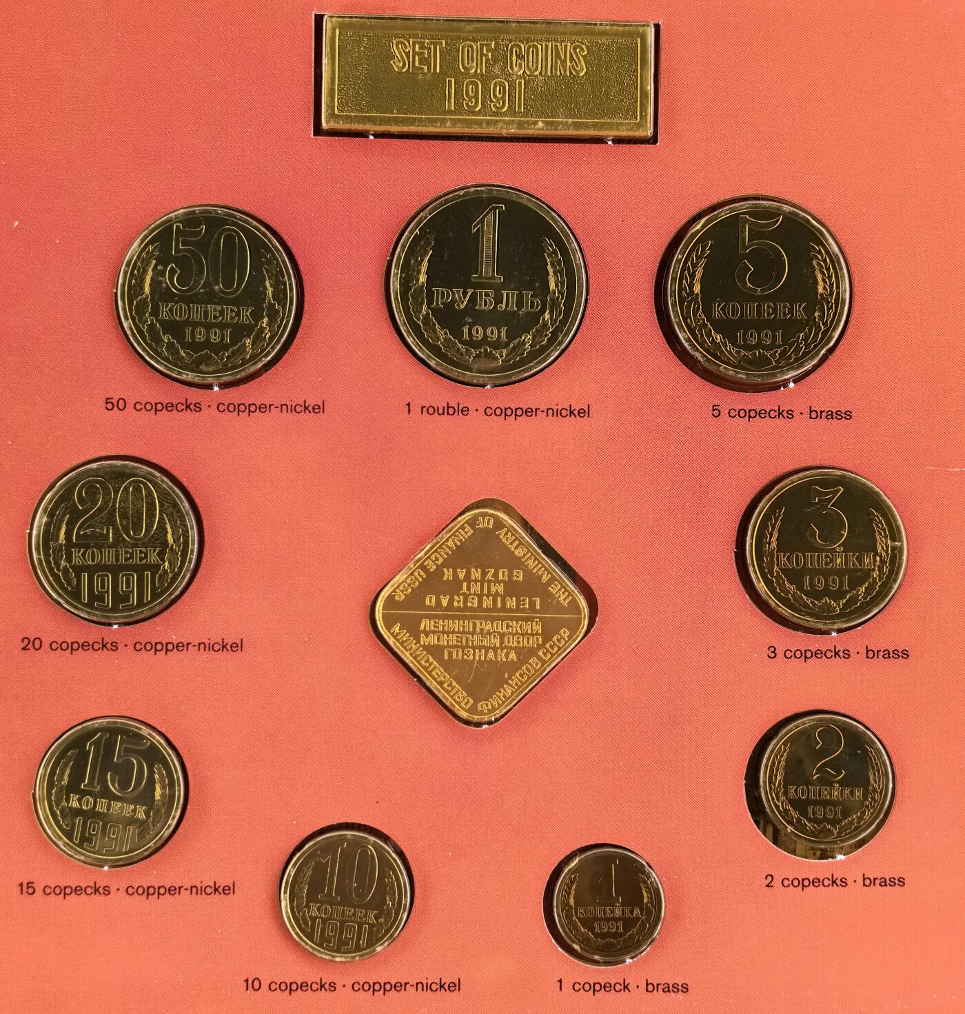 外国优质老铜币银币苏联纪念章，每周六晚九点倒数截拍，满百包邮可寄存，持续收拍 苏联1991年原装关门币卡册