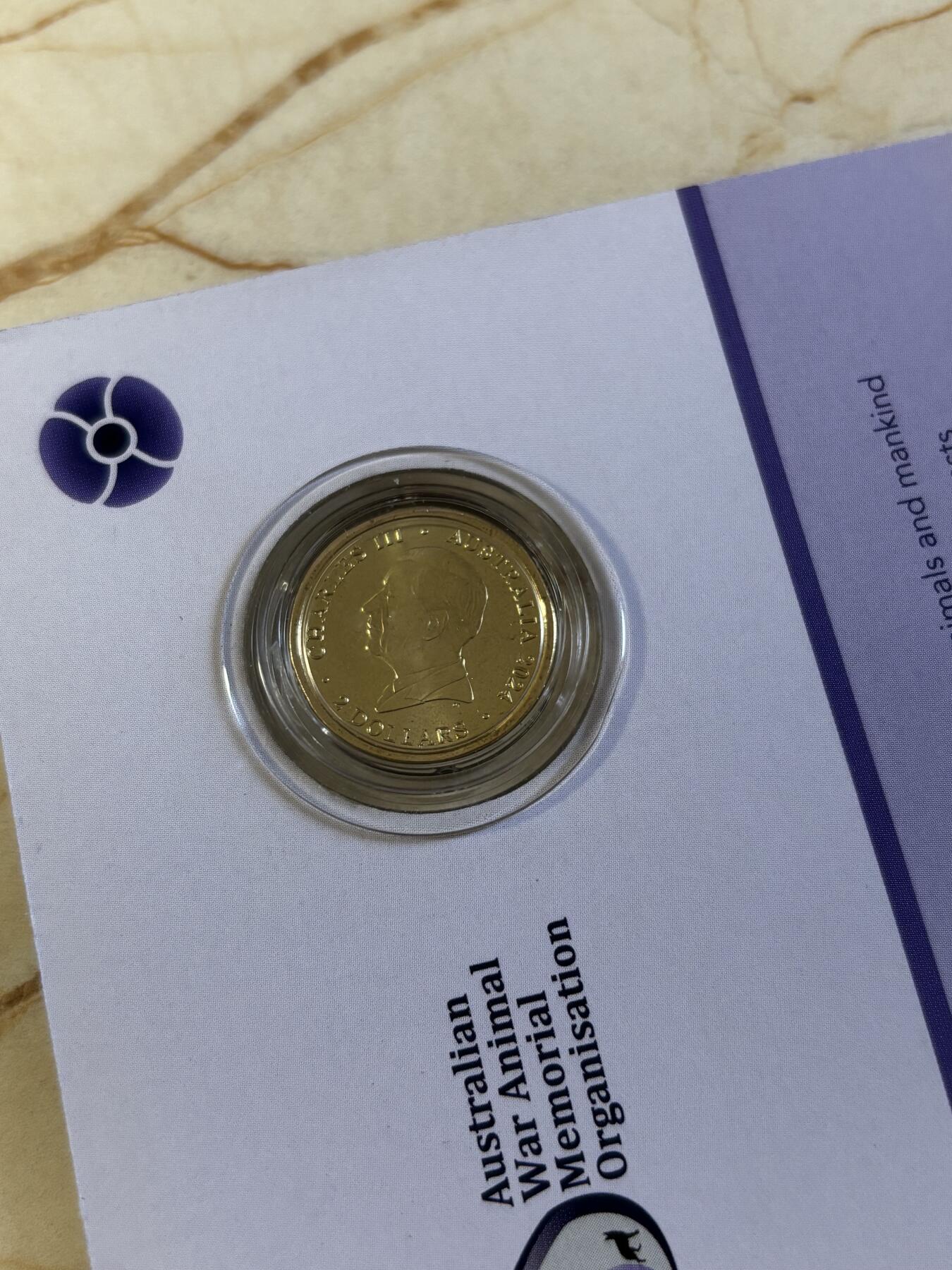 第194期拍卖 澳大利亚2024年战争中的动物彩色纪念币卡装