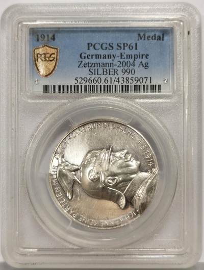 博洋堂世界钱币拍卖第165期（全场包邮） - PCGS SP61 德国1914年威廉二世一战宣战演讲纪念大银章