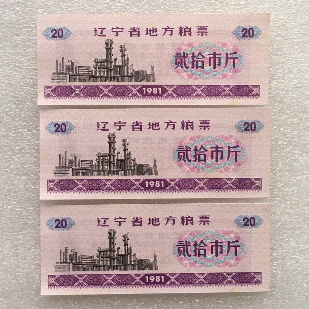         1981年辽宁省地方粮票贰拾市斤全新品相未流通1枚原版真品如图供应票证旧藏文玩艺术收藏