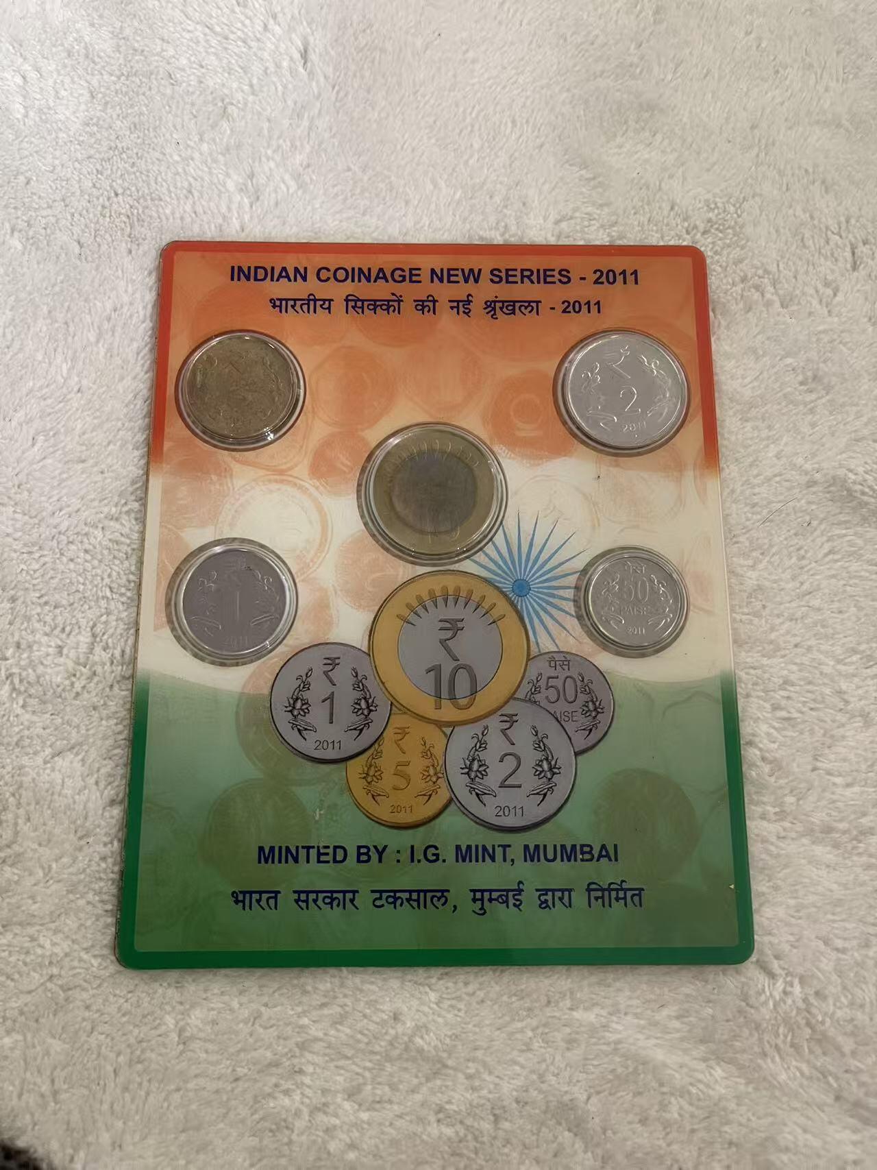 ❤️【币观天下】❤️ 第345期钱币拍卖场- 2026.3.20周五晚上6点半场 长期征集拍品  印度2011年银行官方卡装币 品相如图 包装齐全 非常稀少的一套