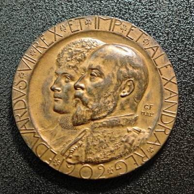 【德藏】世界币章拍卖第168期（拍品征集中~欢迎藏友联系） - 1902年 英国爱德华七世与亚历山德拉王后加冕典礼纪念 直径约：33.5mm；重约：18g