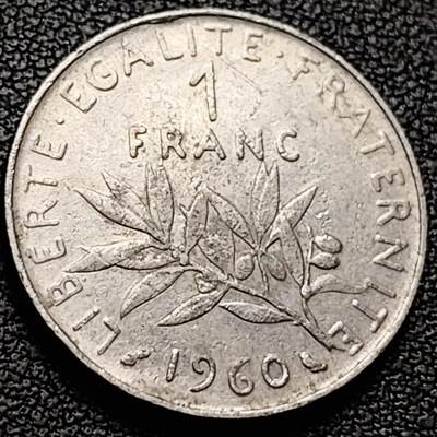 泉币菌-第213场-拍品多 请提前出价（工作最近较忙 发货不及时，望理解） - 1960年 法国1法郎 播种女神 24mm