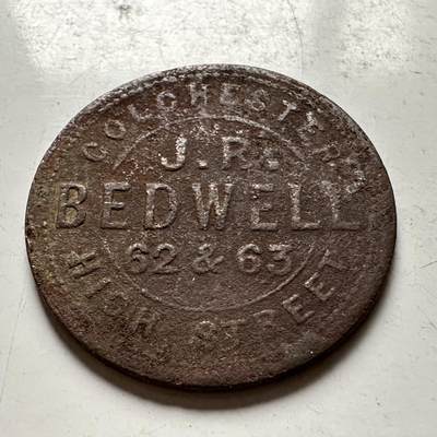 🌹外币初藏🌹🐯2026年第30场   每周二四六晚8️⃣点 接代拍 - 英国科尔切斯特19世纪 J.R. Bedwell 钟表珠宝商代用币 24mm