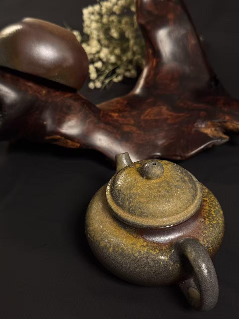 零元拍：原矿紫砂壶柴烧德钟+柴烧主人杯（80CC左右）