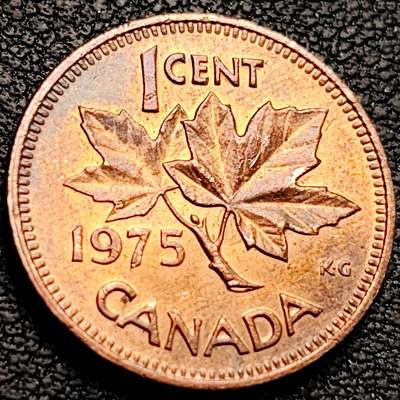 泉币菌-第214场-二月二龙抬头专场 拍品多 请提前出价（工作最近较忙 发货不及时，望理解） - 原铜光极美 加拿大1975年 1分铜币 伊丽莎白二世女王 19mm