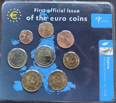 外国优质老铜币银币苏联纪念章，每周六晚九点倒数截拍，满百包邮可寄存，持续收拍 - 欧元硬币-2008年塞浦路斯（首发版）