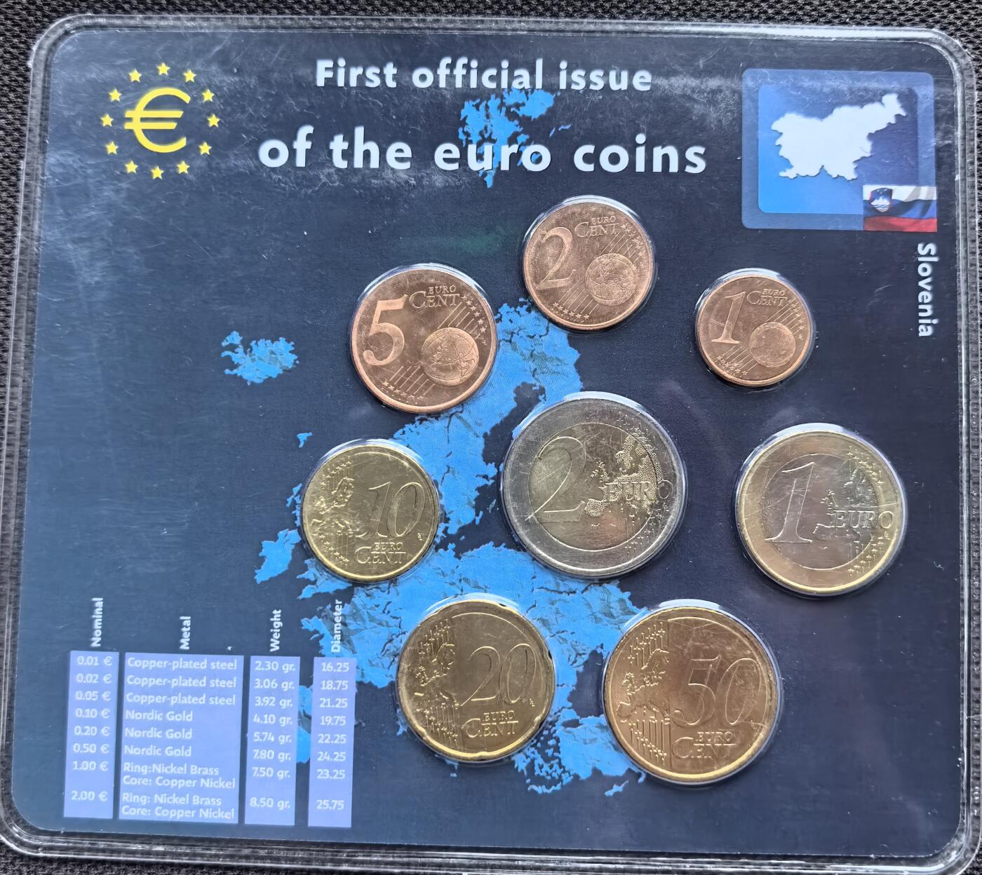 外国优质老铜币银币苏联纪念章，每周六晚九点倒数截拍，满百包邮可寄存，持续收拍 欧元硬币-2007年斯洛文尼亚（首发版）