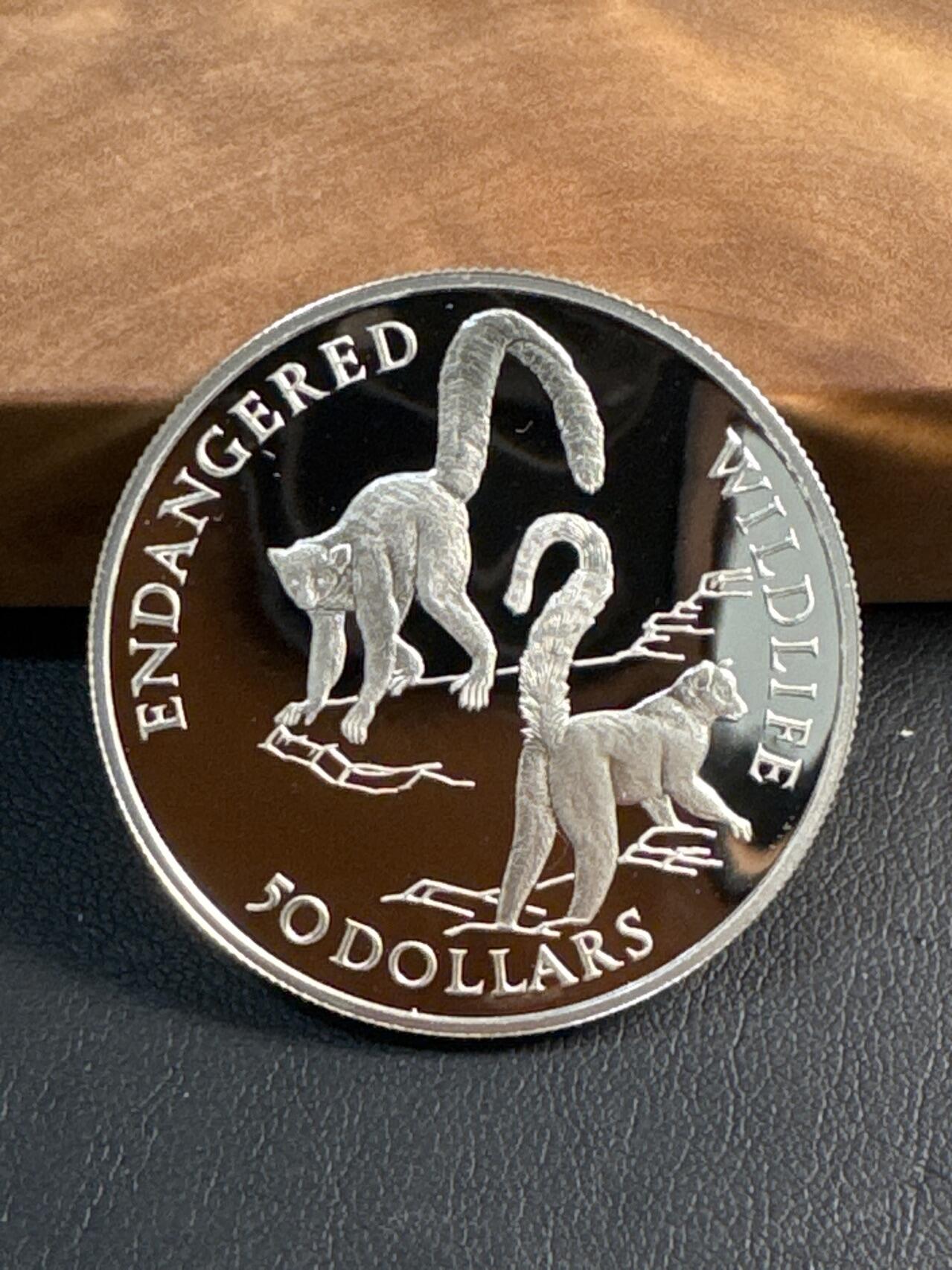 ❤️【币观天下】❤️ 第345期钱币拍卖场- 2026.3.20周五晚上6点半场 长期征集拍品  1990库克群岛 50 Dollars 狐猴银币