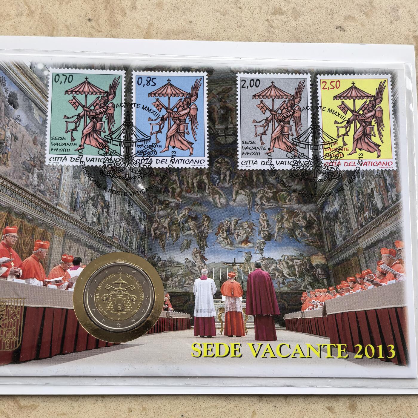 道一币馆币章第一百七十场 精装邮币封 梵蒂冈2013年2欧元