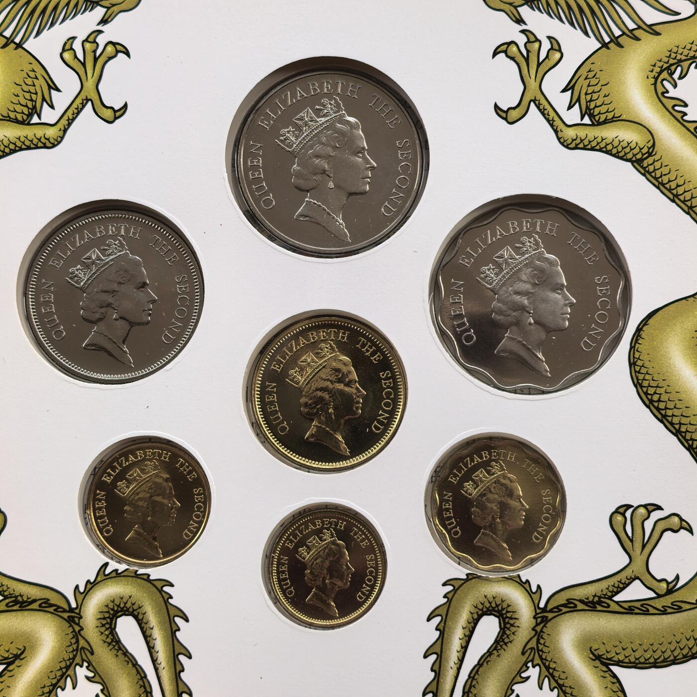 道一币馆币章第一百七十场 原包装 香港1988年套币七枚 首套官方套币，唯一女王头像套币 有脱胶