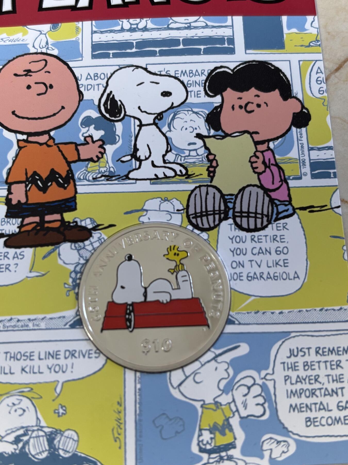 第194期拍卖 英属维尔京群岛2015年史努比65周年彩色纪念银币，925银，28.28克，发行10000枚