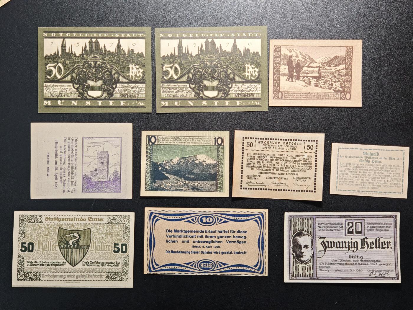 【德藏】世界币章拍卖第168期（拍品征集中~欢迎藏友联系） 德国紧急时期明斯特地区等纸币27张 及 德国50马克纸币 大票幅