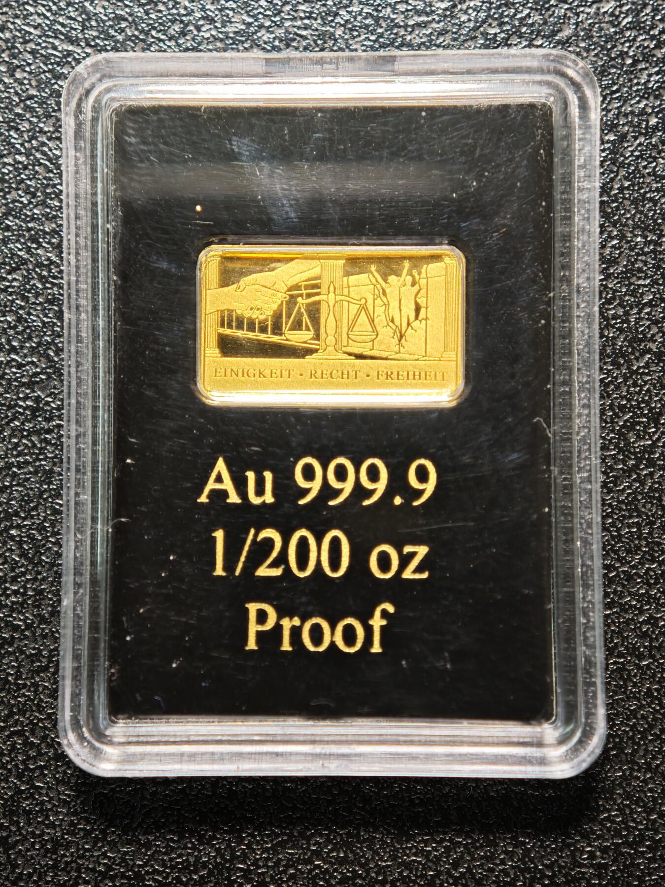 【德藏】世界币章拍卖第168期（拍品征集中~欢迎藏友联系） 20德国马克微型金钞 1/500盎司 999金 及 1/200盎司德国格言金章 999金